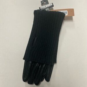 Steve Madden Gloves Vegan Leather and Knit Gloves Black